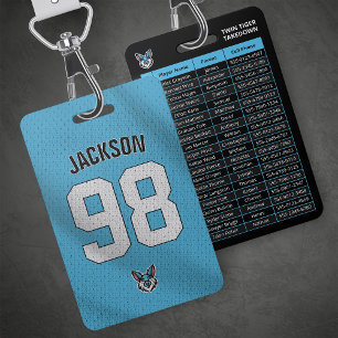Custom Blue Player Team Roster Card Sport Badge