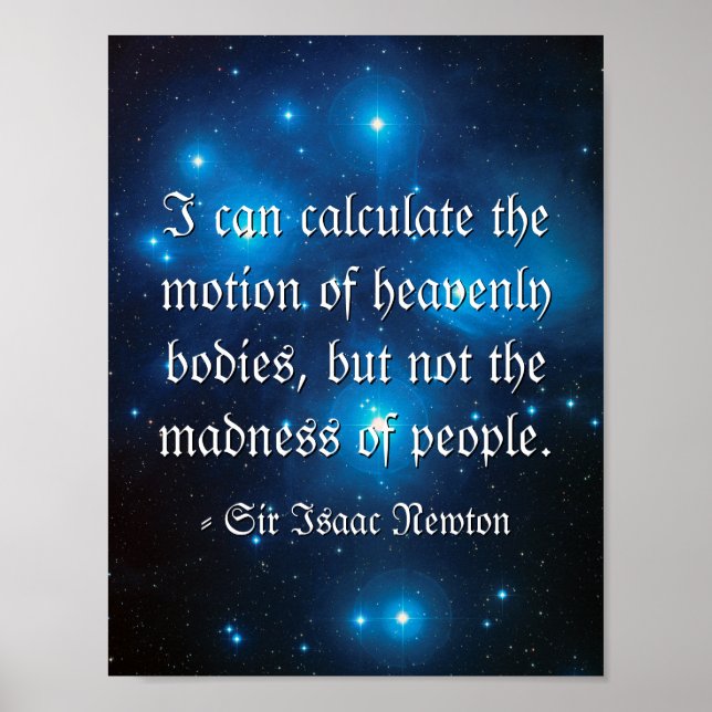 Custom Blue Pleiades Space Photo Quote Poster (Front)