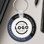 Custom Blue Promotional Business Logo Branded Keychain<br><div class="desc">Easily personalize this coaster with your own company logo or custom image. You can change the background colour to match your logo or corporate colours. Custom branded keychains with your business logo are useful and lightweight giveaways for clients and employees while also marketing your business. No minimum order quantity. Bring...</div>