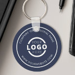 Custom Blue Promotional Business Logo Branded Keychain<br><div class="desc">Easily personalize this coaster with your own company logo or custom image. You can change the background color to match your logo or corporate colors. Custom branded keychains with your business logo are useful and lightweight giveaways for clients and employees while also marketing your business. No minimum order quantity. Bring...</div>