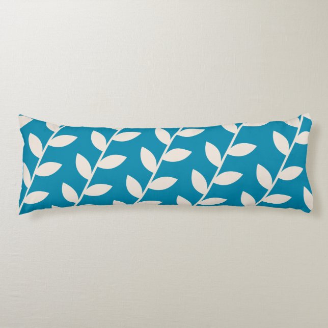 Custom Blue Retro Leaf Pattern  Body Pillow (Front)