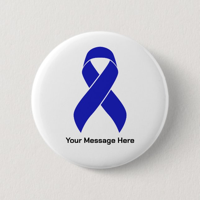 Custom Blue Ribbon Colon Cancer Awareness 2 Inch Round Button (Front)