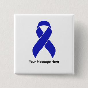 Custom Blue Ribbon Colon Cancer Awareness 2 Inch Square Button