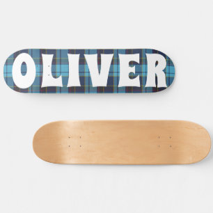 custom blue Scottish tartan checkerboard Skateboard