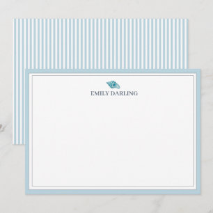 Custom Blue Seashell Logo Nautical Stationary Thank You Card