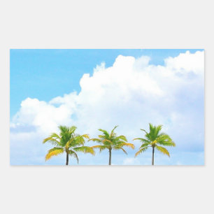 Custom Blue Sky Clouds And Palms Blank Template Sticker