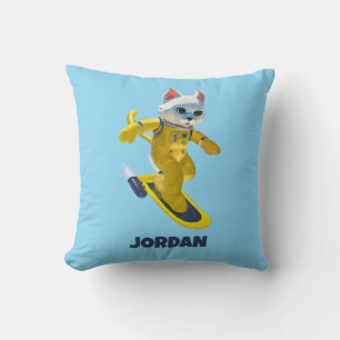 Custom Blue Sky Flying Skateboard Magnet Throw Pillow