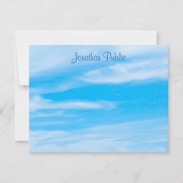Custom Blue Sky White Clouds Calligraphy Template (Front)