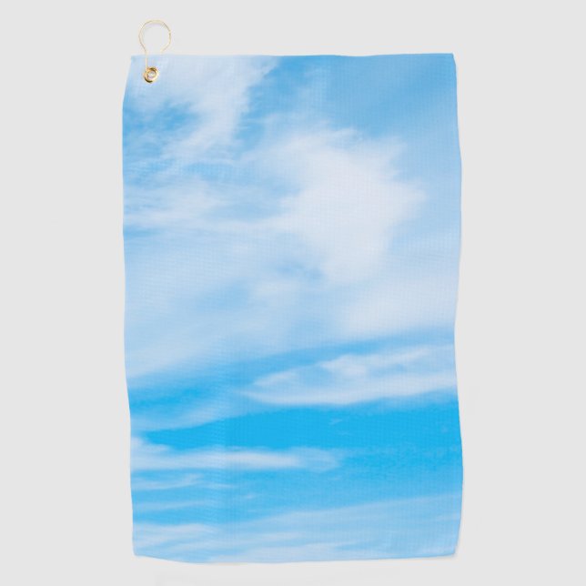 Custom Blue Sky White Clouds Elegant Template Golf Towel (Front)