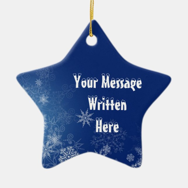 Custom Blue Snow Star Ornament (Front)