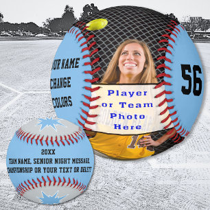 Custom Blue, Softball Picture Ball, Change COLORS.