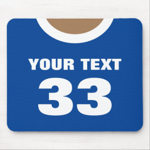 Custom blue sports jersey number mouse pad