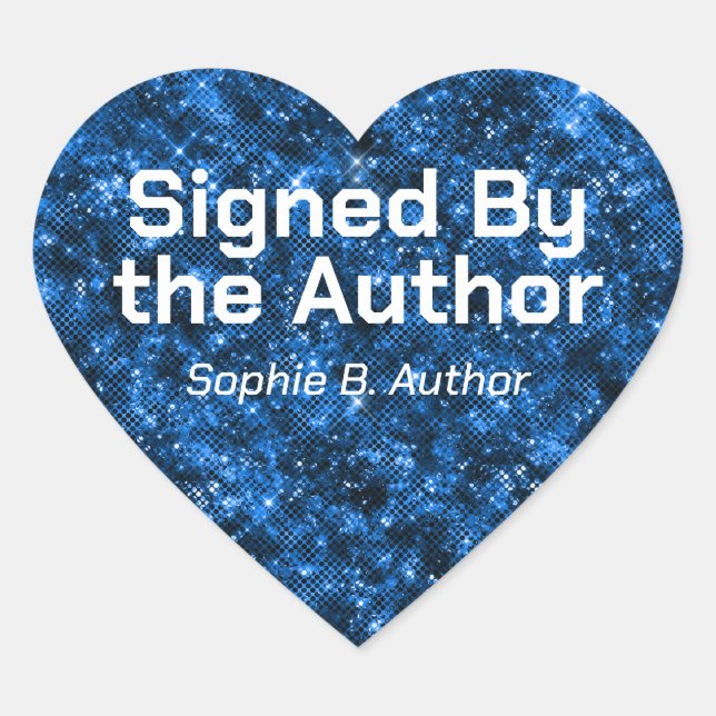Custom  Blue Starry Sci-Fi Author Signature Heart Sticker (Front)