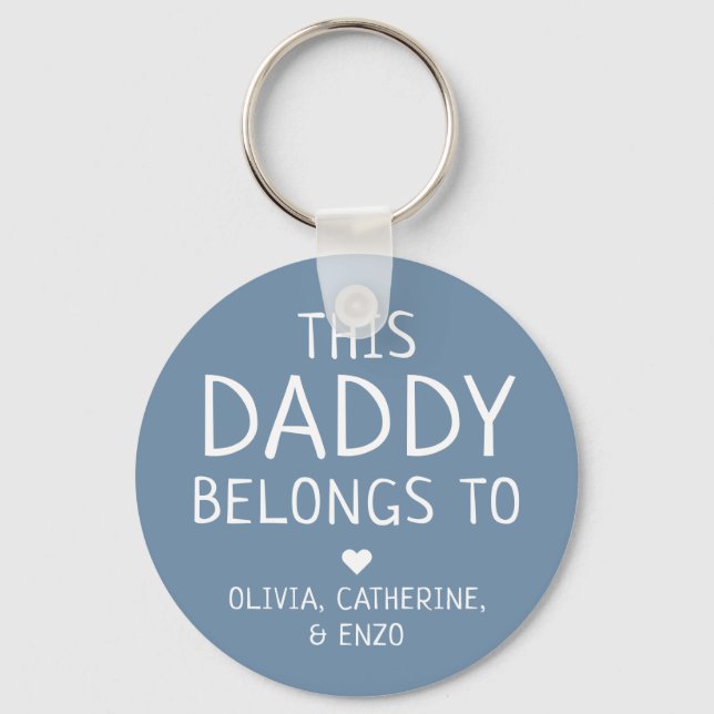 Custom Blue This Daddy Belongs To Father's Day Keychain (Front)
