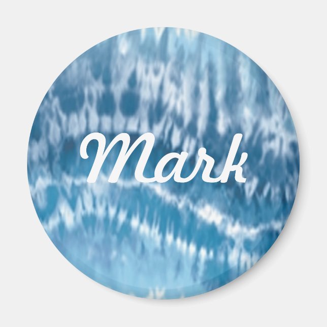Custom Blue Tie Dye Magnet (Front)