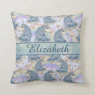 Custom Blue Unicorns to Personalize Throw Pillow