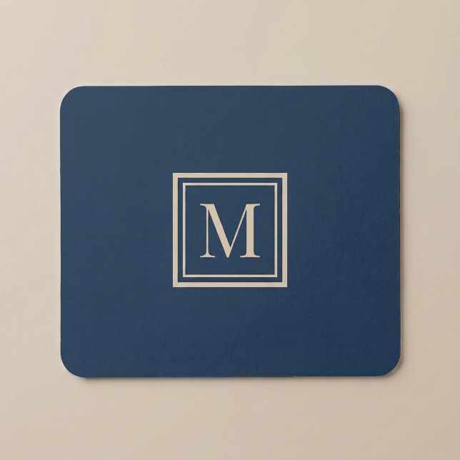 Custom Blue & Vanilla Framed Monogram Mouse Pad (Creator Uploaded)