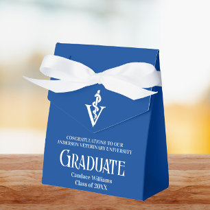 Custom Blue Veterinary School Graduation Party Favor Box