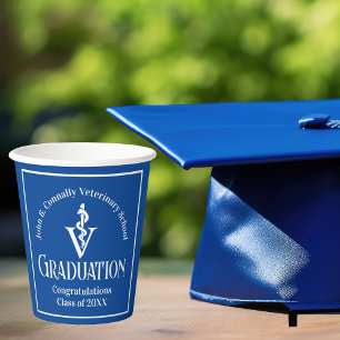 Custom Blue Veterinary School Graduation Party Paper Cups