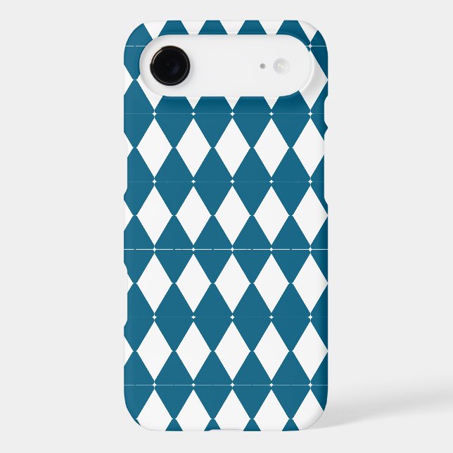 Custom Blue & White Harlequin Diamond Phone Case (Back)