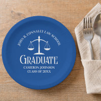 Custom Blue White Law School Graduation Party