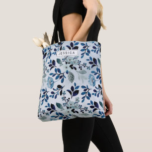 Custom Blue Wildflower Tote Bag