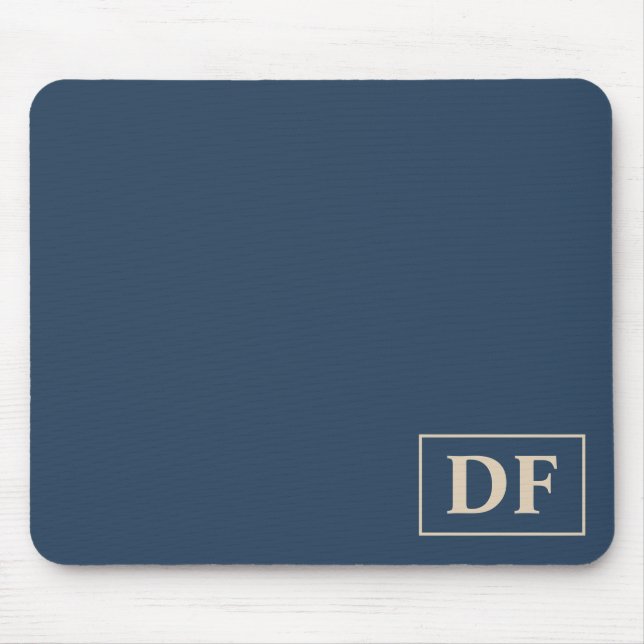 Custom Blue With Vanilla Initials Mouse Pad (Front)