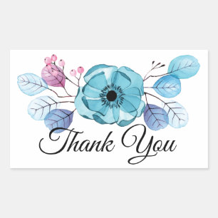 Custom Blue X-Ray Flower Thank You Sticker