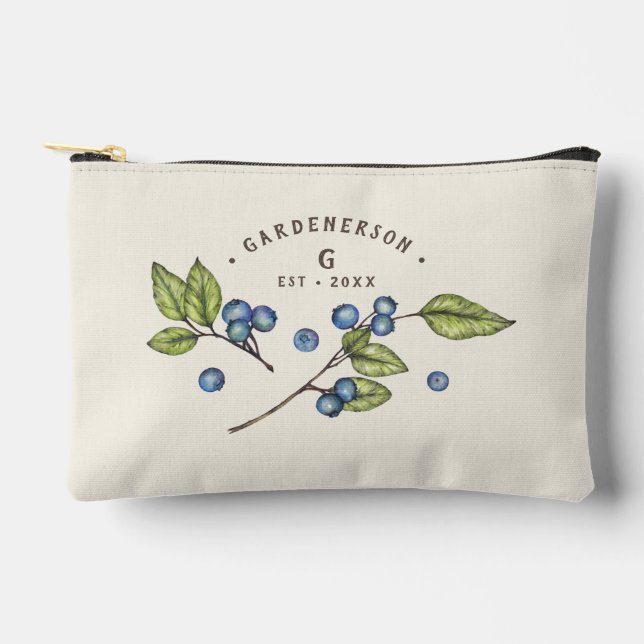 Custom Blueberry Wedding Date  Accessory Pouch (Front)