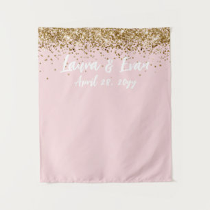 Custom Blush Gold & White Wedding Photo Booth Prop Tapestry