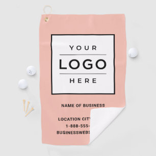 Custom Blush Pink Business Logo Company Branded Golf Towel