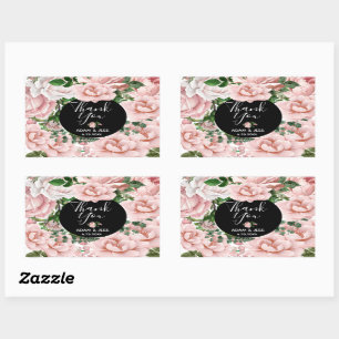Custom Blush Pink Floral Bouquet Thank You Sticker