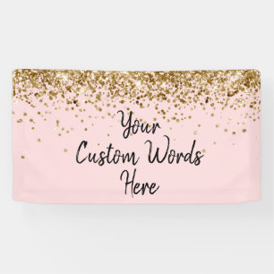 Custom Blush Pink Gold Birthday Party Photo Booth Banner