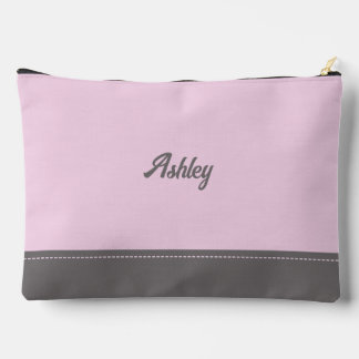 Custom blush pink gray personalized preppy stylish accessory pouch