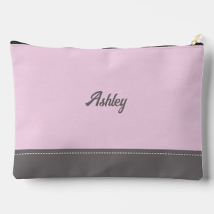 Custom blush pink grey personalized preppy stylish accessory pouch
