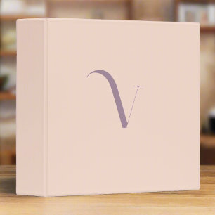Custom Blush Pink Initial Name Typography Script  Binder