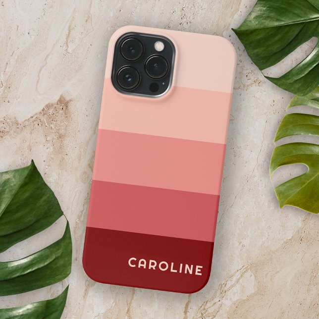 Custom Blush Pink Maroon Red Peach Orange Stripes iPhone Case (Creator Uploaded)