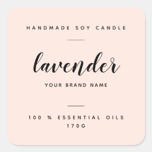 Custom blush pink packaging candle product label