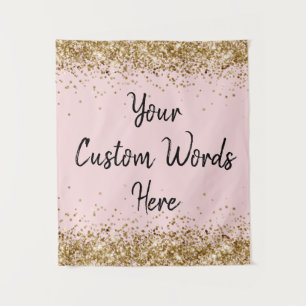 Custom Blush Pink Personalized Photo Booth Prop Tapestry