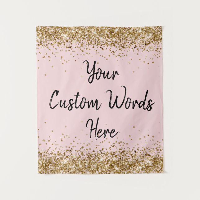 Custom Blush Pink Personalized Photo Booth Prop Tapestry (Front)
