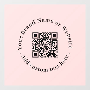 Custom Blush Pink QR   Modern Business Display Window Cling