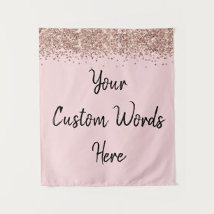 Custom Blush Pink Rose Gold Personalized Photo Tapestry
