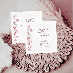 Custom Blush Pink Rubies and Rose Bridal Shower  Napkin