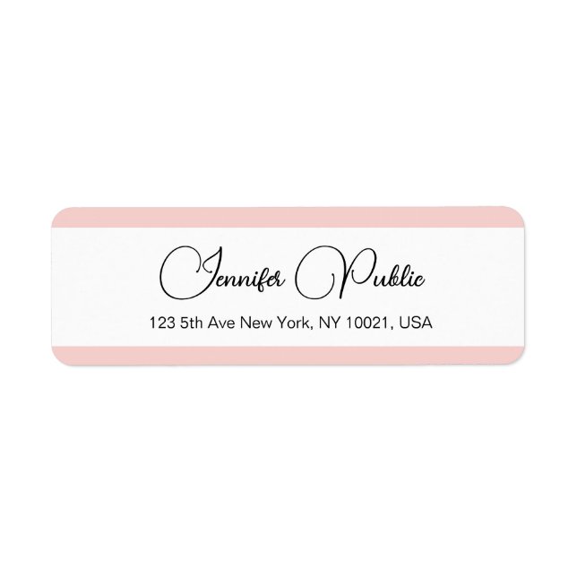 Custom Blush Pink Typography Name Return Address (Front)
