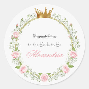 Custom Blushing Romance: Roses & Baby’s Breathe Classic Round Sticker