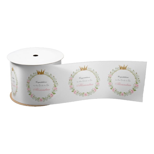 Custom Blushing Romance: Roses & Baby’s Breathe Satin Ribbon (Spool)