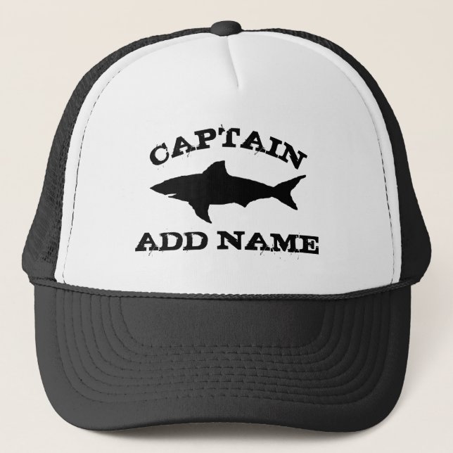 Custom boat captain hat with shark logo (Front)
