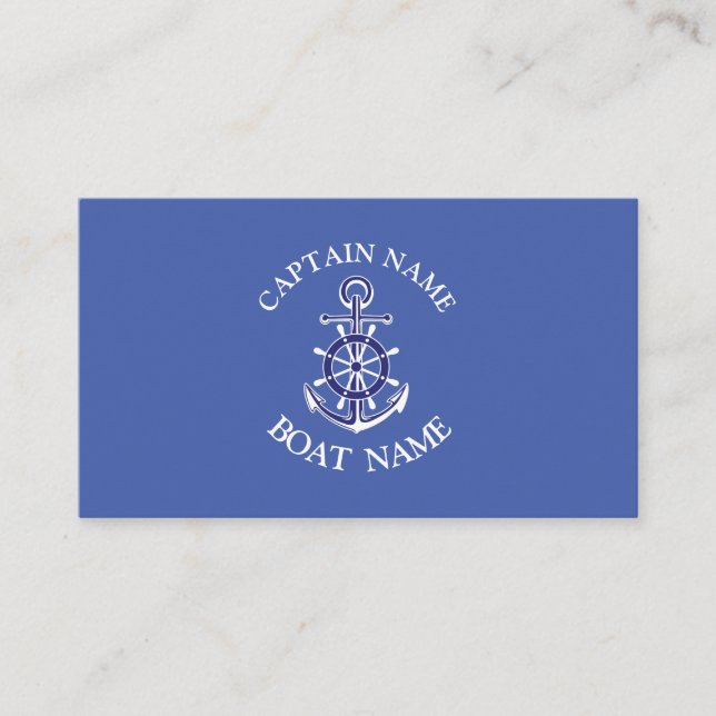 Custom boat captain name navy Business Card (Front)