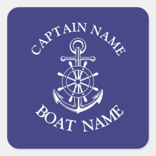 Custom boat captain name navy nautical sailor  cla square sticker