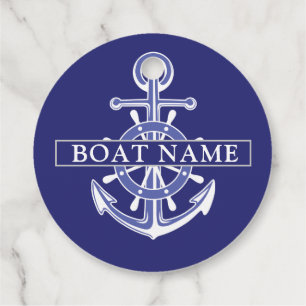 Custom boat captain name navy nautical sailor  favour tags